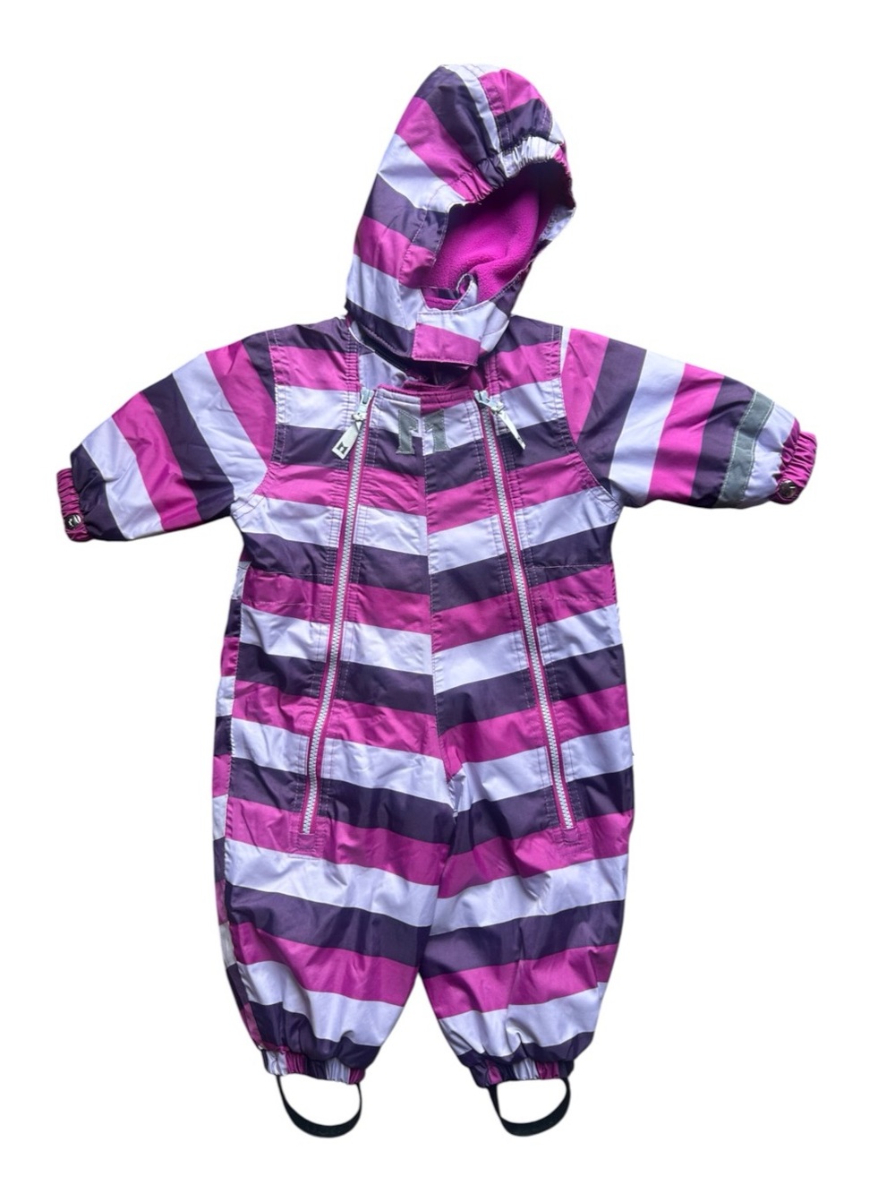 Milk-Line Baby Snowsuit Removable Hood Waterproof Zip Pink Purple